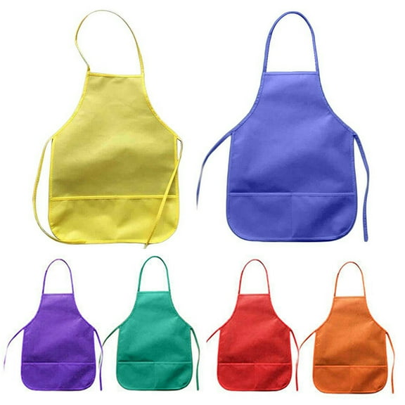 Yesbay Non-woven Fabric Pocket Apron Kitchen Painting DIY Art Class Cover Green