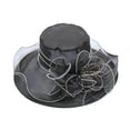 thumbnail image 1 of Yesbay Organza Wide Brim Church Fascinator Lady Tea Party Sun Hat Black, 1 of 8