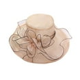 thumbnail image 1 of Yesbay Organza Wide Brim Church Fascinator Lady Tea Party Sun Hat Pink, 1 of 8