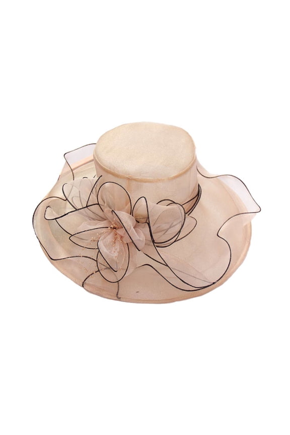 Organza Wide Brim Church Fascinator Lady Tea Party Sun Hat Pink