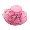 thumbnail image 1 of Yesbay Organza Wide Brim Church Fascinator Lady Tea Party Sun Hat Rose Red, 1 of 8
