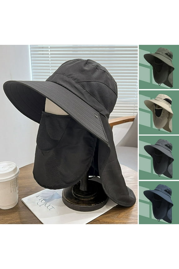 Outdoor Hat Scarf Breathable Neck Protective Wide Brim Unisex Anti slip Full Windproof Fixed Strap Fishing Camping Cycling Fisherman Hat Scarf Headwear