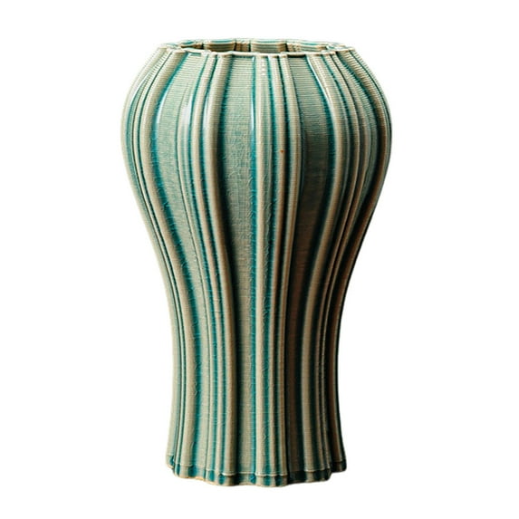 Yesbay Painted Ceramic Vase Desktop Stripe Art Vase Decorative Flower Vase