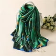 thumbnail image 1 of Yesbay Peacock Feather Scarves Women Silk Cover Up Scarf Beach Travel Shawl Green, 1 of 5