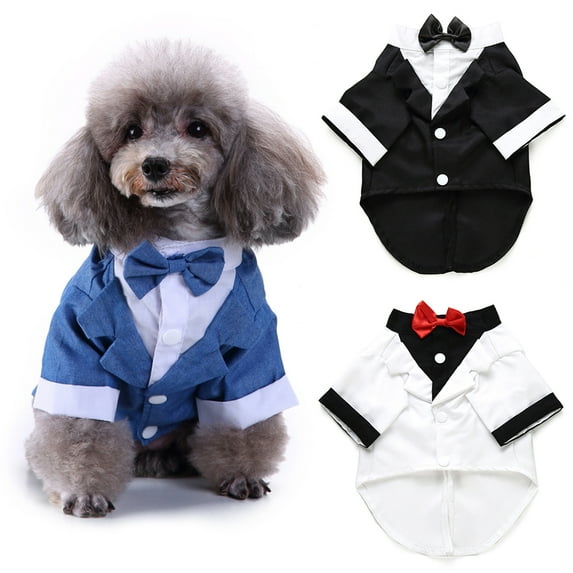 Yesbay Pet Dog Wedding Formal Bow Tie Tuxedo Suit Jacket Party Groom Costume Clothes,Blue