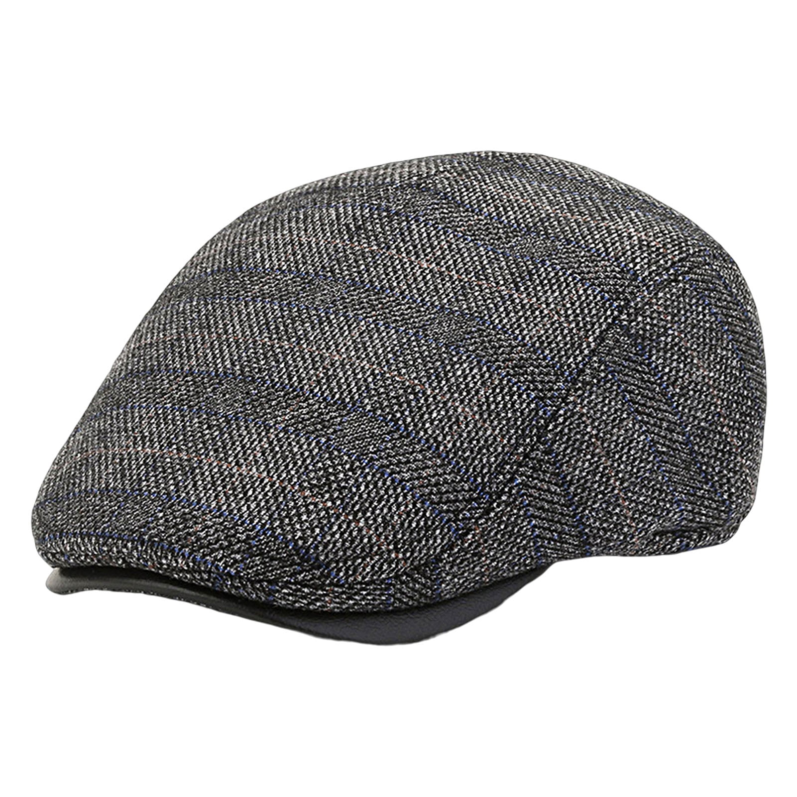 Yesbay Plaid Print Earflap Thickened Fleece Lining Short Brim Beret Hat
