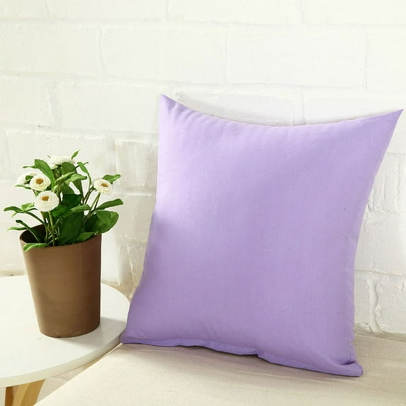 Yesbay Plain Solid Color Throw Pillow Case Home Sofa Linen Cotton Square Cushion Cover