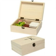 Yesbay Plain Unpainted Natural Wooden Tool Storage Box Memory Small Chest Craft Box-