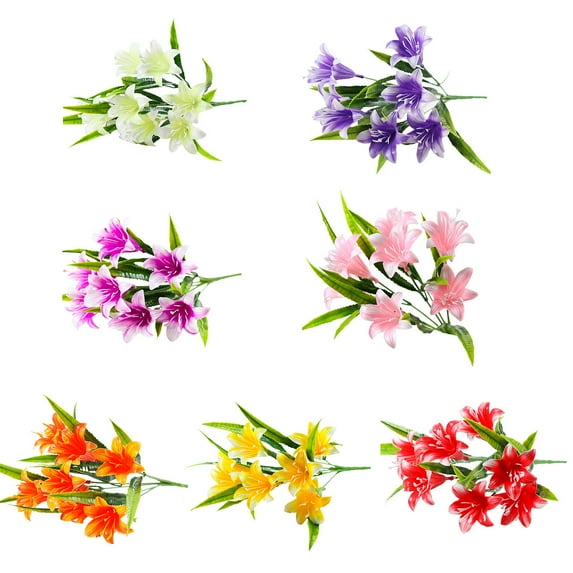 Yesbay Plant Artificial Plastic Lily Simulation Flowers Photo Props Home Bridal Wedding Party Festival Decor