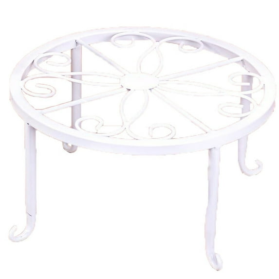 Yesbay Plant Stand Floor Flower Pot Rack Round Iron Home Garden Indoor Balcony Decor White