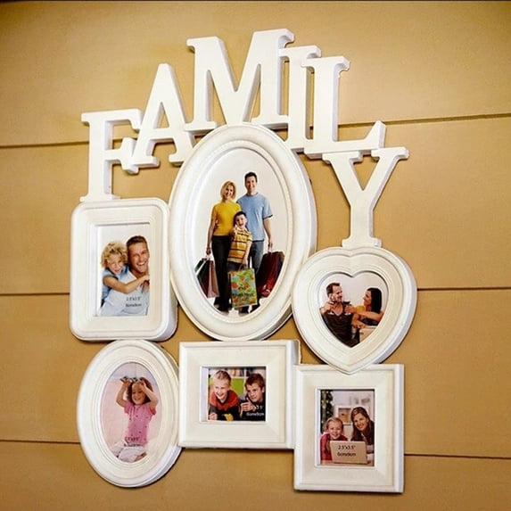 Yesbay Plastic Family Photo Frame Wall Hanging Picture Holder Display Home Room Decor,Family Photo Frame-White