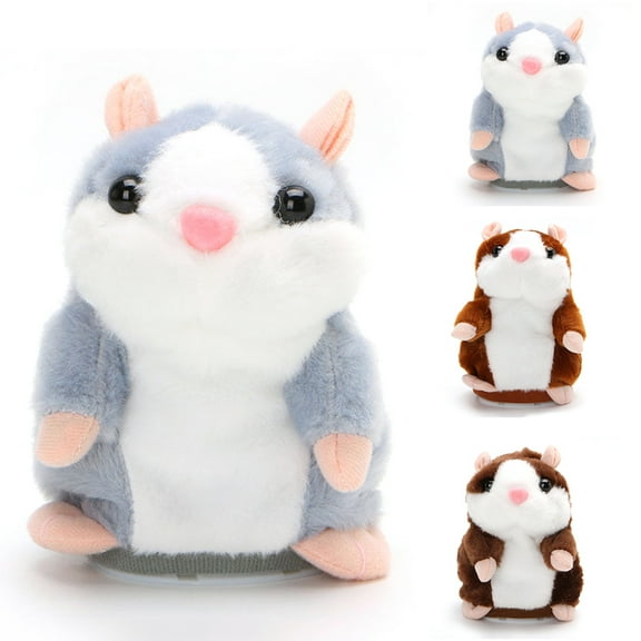 Yesbay Plush Talking Hamster Mouse Record Chat Pet Plush Toy Christmas Gift for Kids-Brown