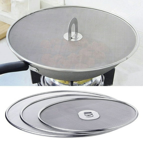 Yesbay Pot Splatter Screen Oil Proofing Foldable Handle Stainless Steel Pot Lid Filter Splash Guard for Kitchen,Silver