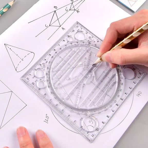 Yesbay Precision Scale Measuring Ruler Round Corner Plastic Wide Application Geometric Ruler Drafting Tools