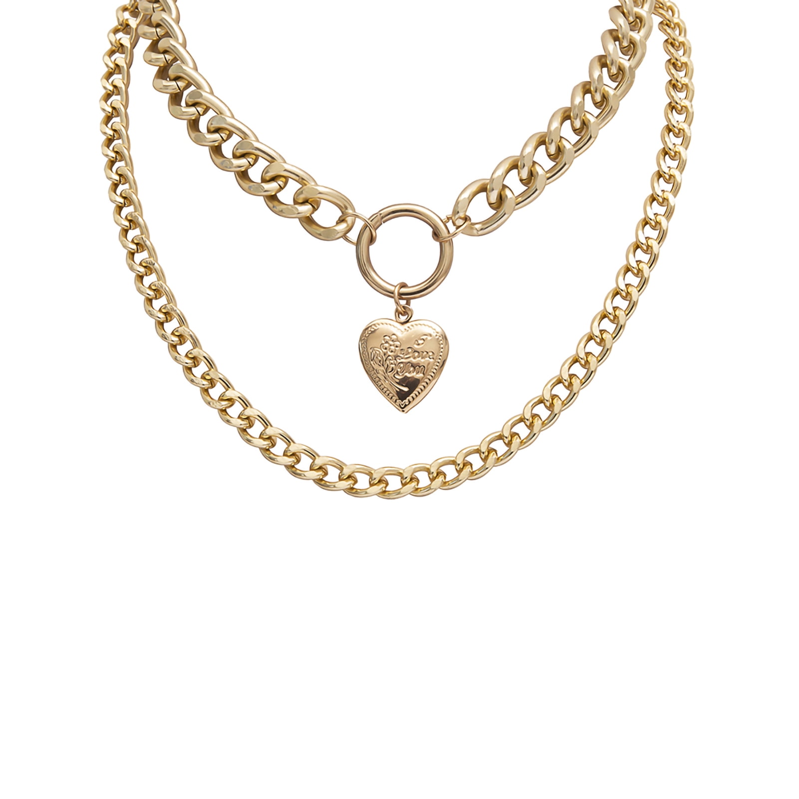 Thick chain necklace store with heart