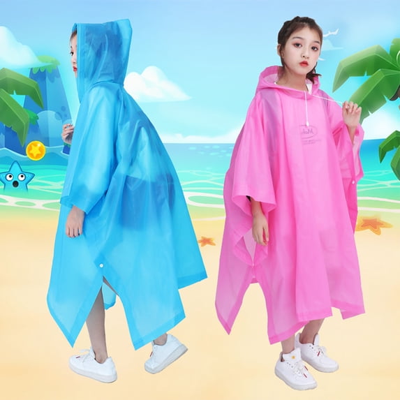 Yesbay Rain Poncho Waterproof Non-Disposable Travel Rain Gear Coat for Kids,Yellow