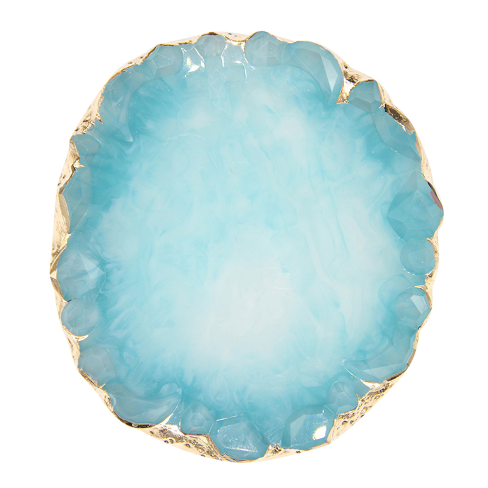 Yesbay Resin Nail Art Color Palette Acrylic Ring Jewelry Holder Dish DIY Manicure Tool-Blue