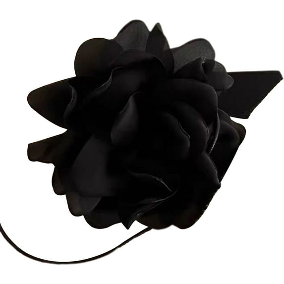 Yesbay Retro Flower Women Choker Necklace Solid Color Elegant Lace Up Adjustable Strappy Collar Necklace Party Supplies