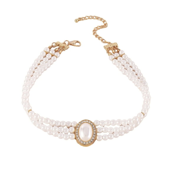 Yesbay Retro Palace Style Multi Layer Faux Pearls Choker Necklace Elegant Simple Statement Bridal Necklace Wedding Party Jewelry Gift