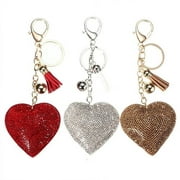 Yesbay Romantic Dazzling Rhinestone Love Heart Charm Pendant Fringe Keychain Keyring,Key Chain