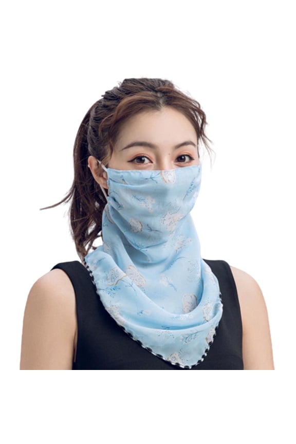 Rose Flower Women Summer Chiffon Anti-UV Thin Veil Scarf Neck Face Cover Shawl