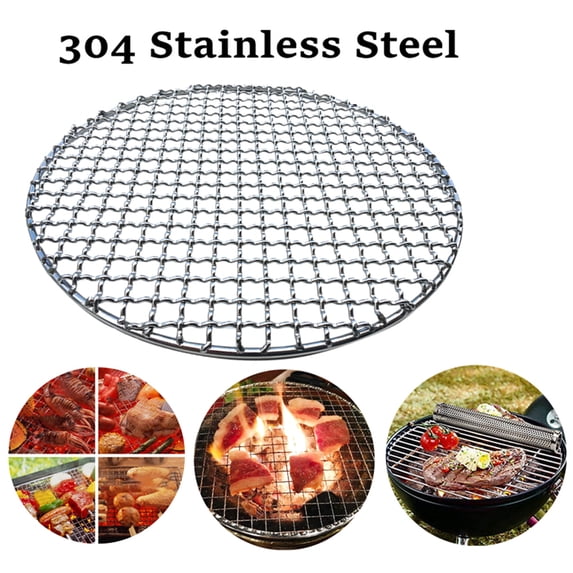 Yesbay Round Stainless Steel BBQ Grill Roast Mesh Net Non-stick Barbecue Baking Pan,38cm