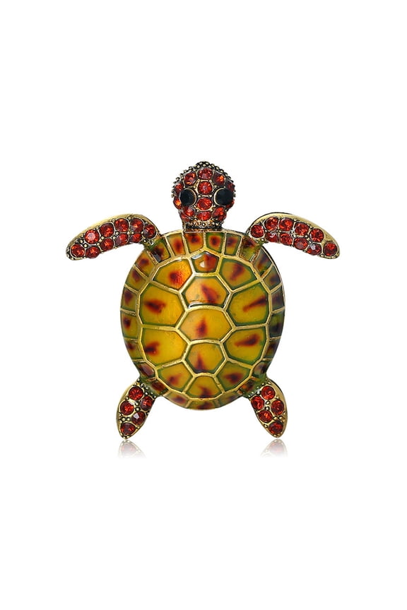 Sea Turtle Brooch Oil-dripping Rhinestone Animal Shape Retro Personality Gift Alloy Women Men Business Suit Lapel Pin Jewelry