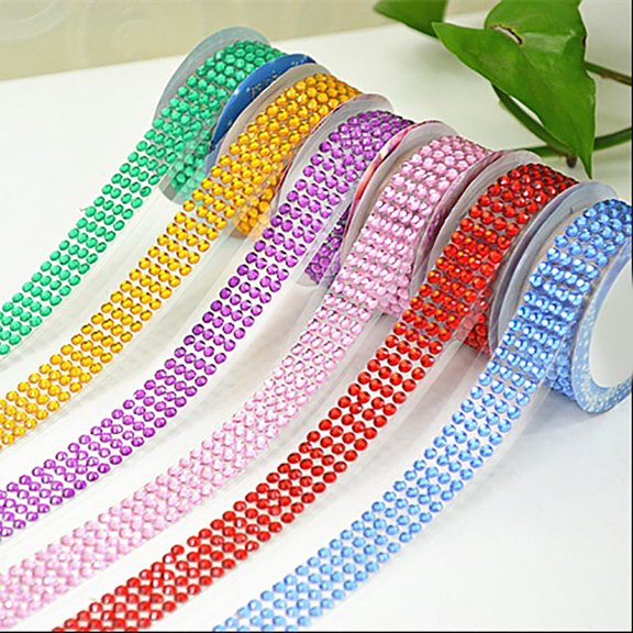 Yesbay Self-Adhesive Acrylic Rhinestones Stick On Scrapbooking Craft Sticker Tape-White