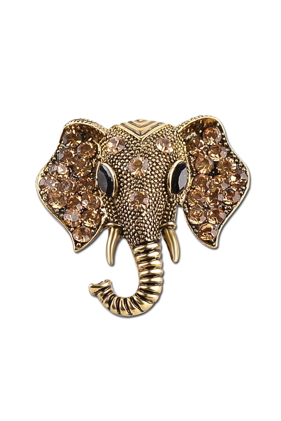 Shining Rhinestones Elephant Head Brooch Pin Garment Hat Collar Decor Badge