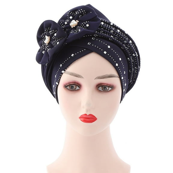 Yesbay Shiny Lady African Headtie Skin-friendly Rhinestone Knot African Headwrap