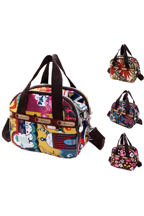 Shoulder Bag Contrast Colors Multi Pocket Zipper Tote Floral Print Crossbody Shoulder Handbag for Travel,4
