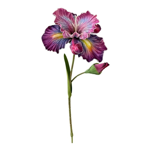 Yesbay Simulated Iris Flowers Realistic Artificial Iris with Bendable Stem Faux Iris Showy Flower Weddings Parties Office