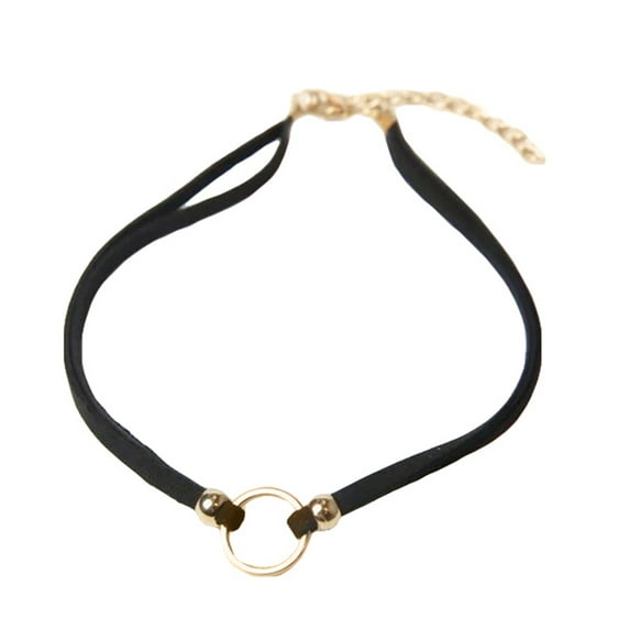 Yesbay Small Circle Pendant Velvet Collar Choker Necklace Women Gothic Jewelry-Golden