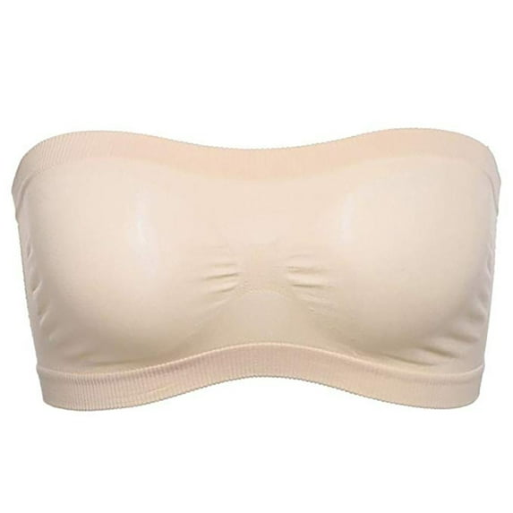 Yesbay Solid Color Women Breathable Strapless Hollow Back Bra Sport Tube Top Underwear-Skin Color