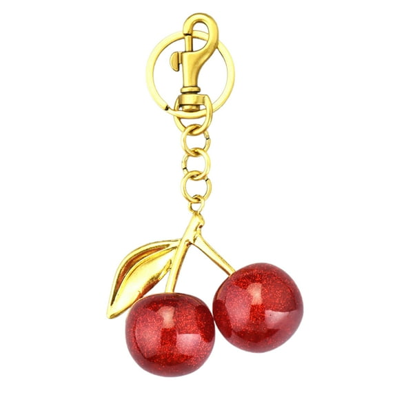 Yesbay Sparkling Cherry Keychain Pendant Metal Cherry Bag Key Ring Charm Car Bag Handbag Purse Key Accessory
