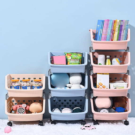 Yesbay Storage Basket High Capacity Stackable Hollow-out Fruit Vegetable Organizer for Kitchen
