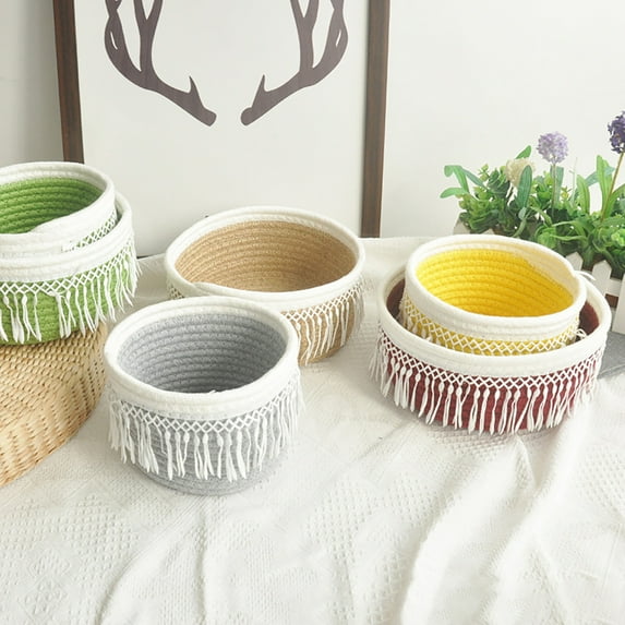 Yesbay Storage Basket No Sharp Corners Large Capacity Cotton Line Towels Small Debris Storage Basket,Brown High Type