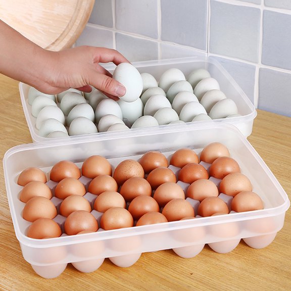 Yesbay Storage Box Large Capacity Fresh-keeping PP Fridge Egg Container Transparent