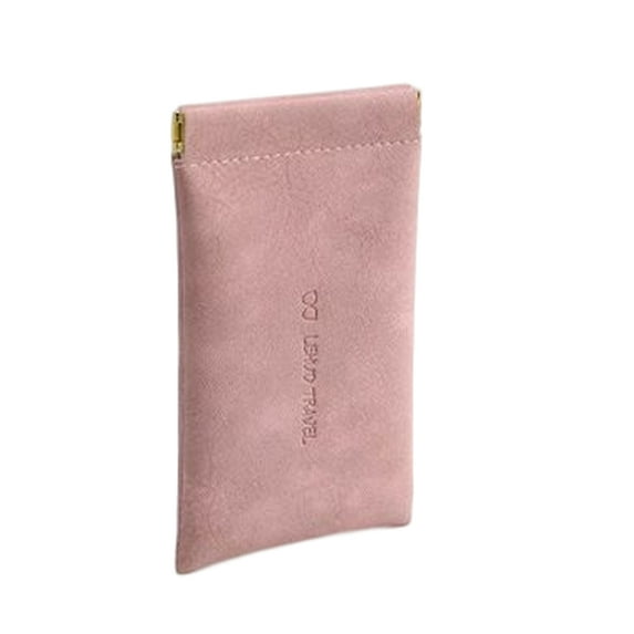 Yesbay Storage Pouch Automatic Closing Large Capacity Built-in Fluff Storing Faux Leather Glasses Bag for Home