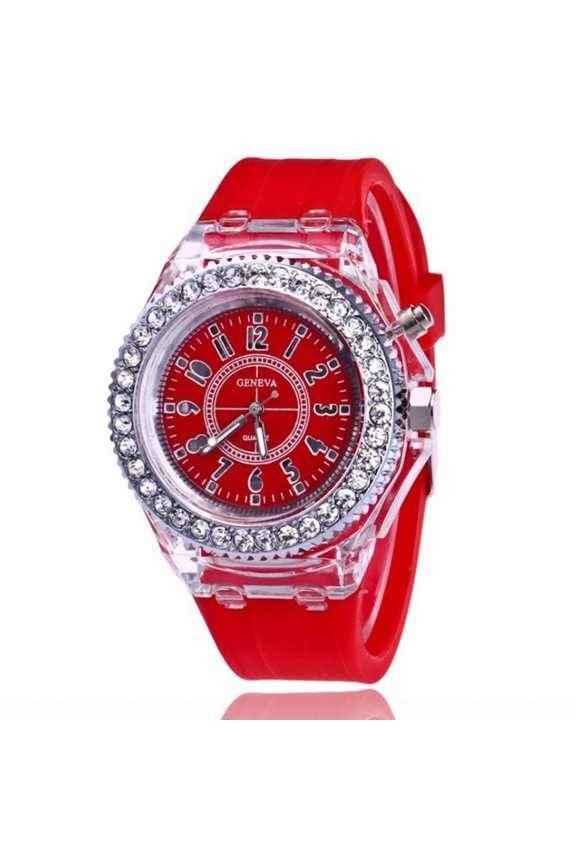 Stylish LED Fluorescent Couple Watch Accurate Time Clear Reading Luminous Display Comfortable to Wear Watch