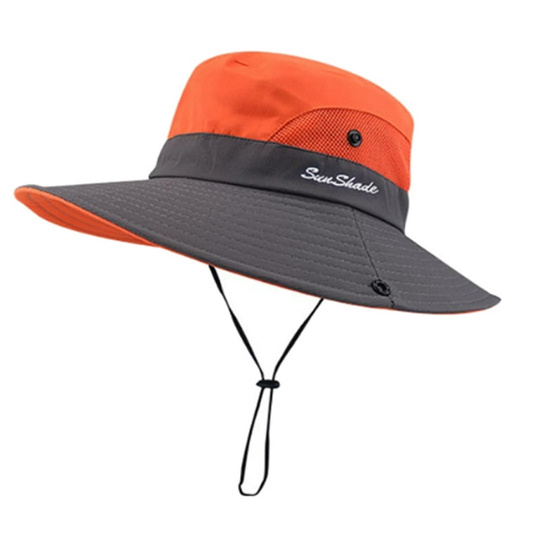 Yesbay Summer Folding Wide Brim Fishing Hiking Climbing Sun Hat Bucket Cap Orange Grey, Women's, Size: One size, Gray