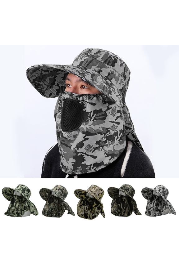 Sun Hat Full Face Sunshade Wide Brim Anti UV Sunburn Sun Summer Outdoor Hiking Fishing Tea Picking Hat Man Supply