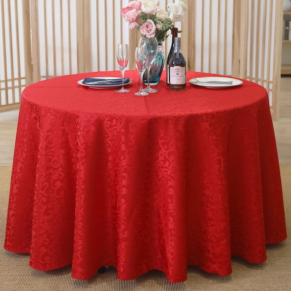 Yesbay Tablecloth Tear Resistant No Fading Polyester Washable Round Tablecloth for Kitchen,Red