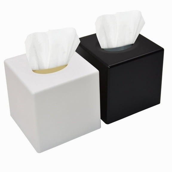 Yesbay Tissue Box Cover Square Tissue Box Holder ,Oval Opening Decorative Tissue Storage Cube Vanity Countertop Bedroom Dresser Office Paper Dispenser