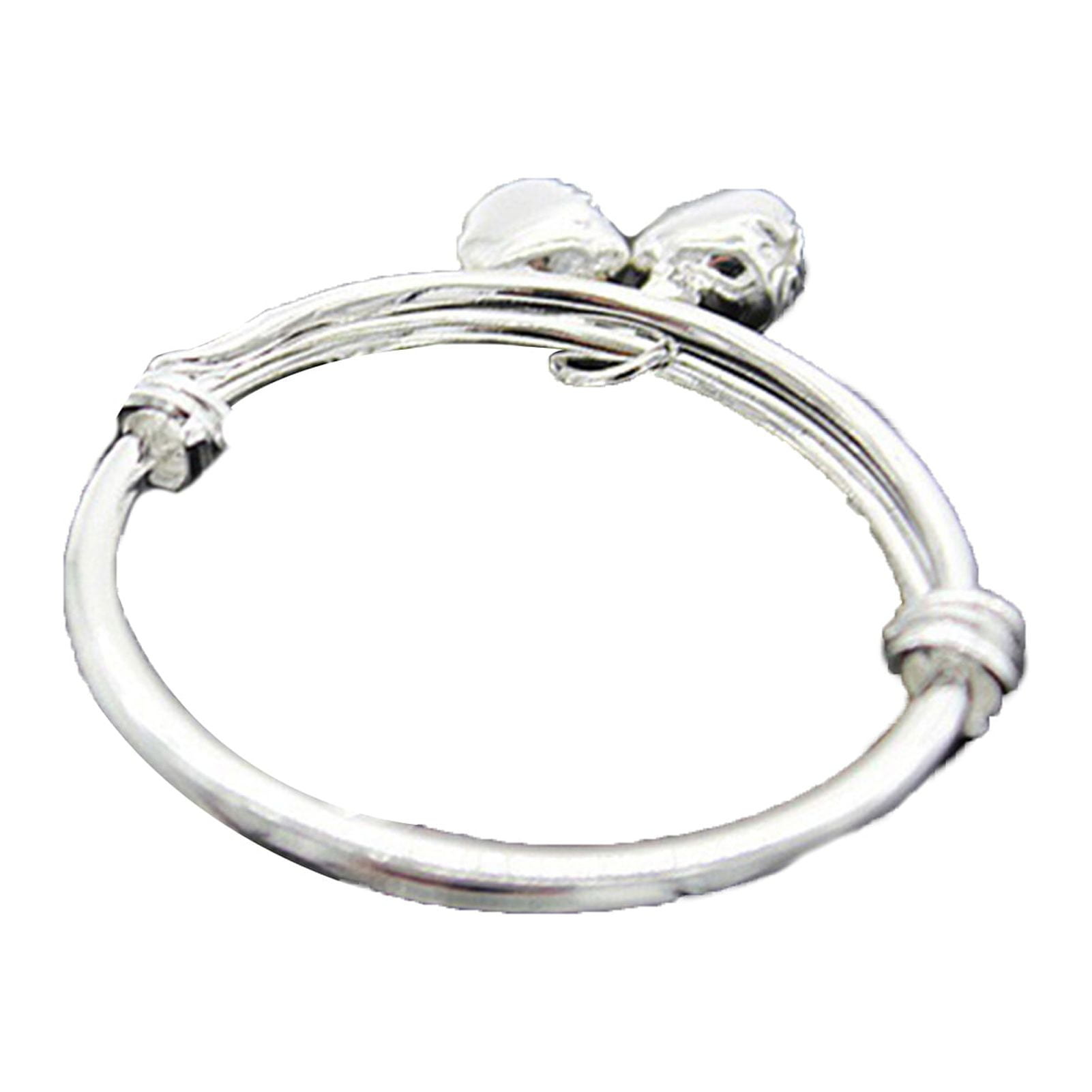 Yesbay Toddler Baby Silver Plated Adjustable Embossing Bell Charm Bangle Jewelry Gift-2#