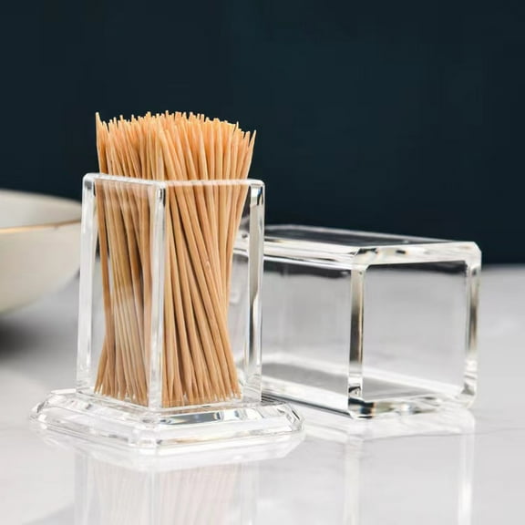Yesbay Toothpick Box Convenient Thickened Dustproof Acrylic Transparent Toothpick Holder Box Home Accessories