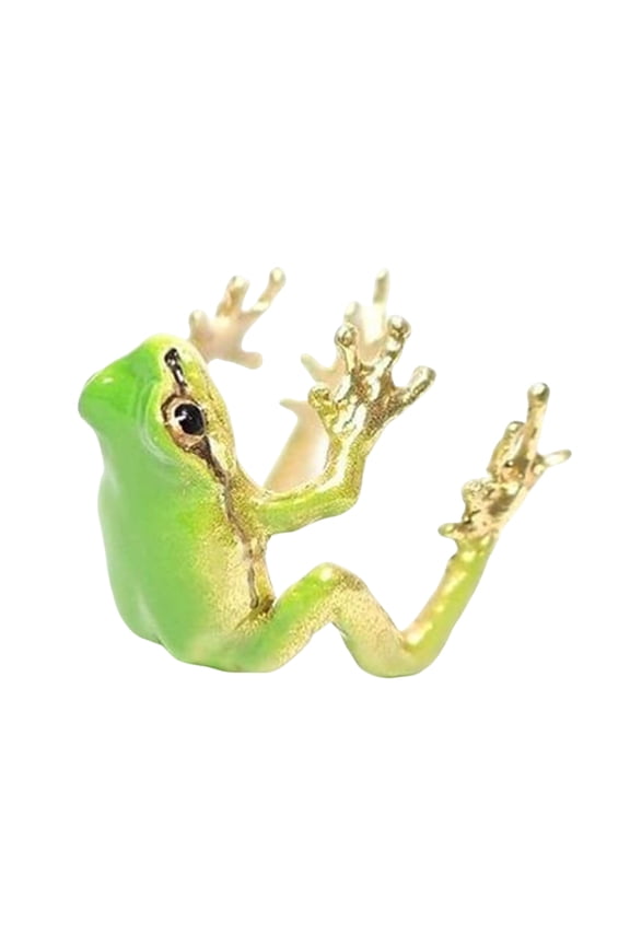 Tree Frog Ear Clip Frog Ring Good Detail Realistic Animal Smooth Polished Adjustable Open Ring Novelty Earrings Party Daily Lady Finger Jewelry