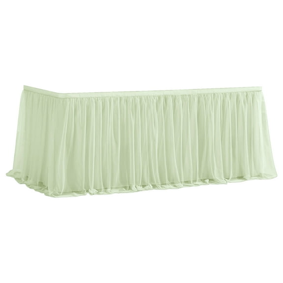 Yesbay Tulle Table Skirt for Rectangular Tables Wrinkle Free Table Cloth with Tutu Skirt Reusable Tablecloth