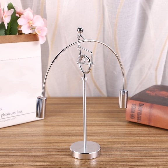 Yesbay Unicycle Man Balance Decoration Physics Balance Toy Metal Balancing Rotating Little Man Home Office Desktop Ornament Birthday Gift
