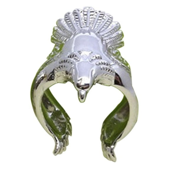 Yesbay Unique Flying Eagle Biker Ring Cool Punk Men's Animal Vintage Open Ring Jewelry-Silver
